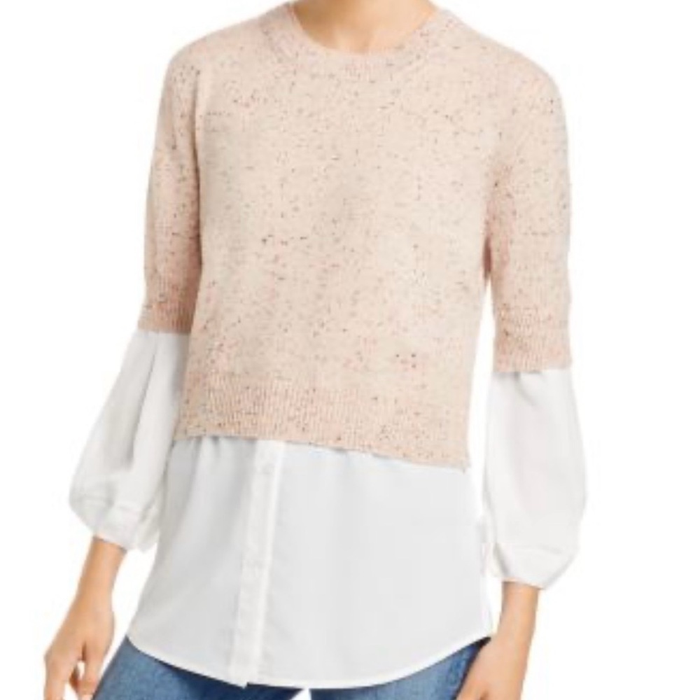Brochu Walker Ebella Layered Look Confetti Sweater Top Wool Cashmere Small